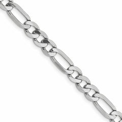 10K Solid White Gold Figaro Chain Necklace