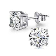 10K White Gold 1/2 Ct Round Created White Sapphire Stud Earrings