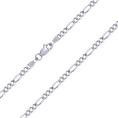 10K White Gold Men Women 2.5mm Solid Figaro Chain Pendant Necklace