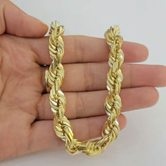 10K Yellow Gold 6MM Diamond Cut Rope Chain Necklace