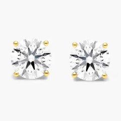 1/2 Ct TW Real Natural Round-Cut Diamond Solitaire 14K Gold Stud Earrings