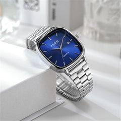 Fashionable Stainless Steel Strap Minimalist Calendar Quartz Watch