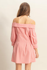 Button Down Spaghetti Strap Mini Dress with Pockets-Elegant, Chic Summer Dress with Feminine Spaghetti Straps, Functional Pockets, and Button Down Front for Effortless Style