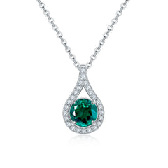 S925 Sterling Silver Teardrop Halo Necklace, 1ct Moissanite & Lab-Grown Ruby&Emerald, Platinum Plated Pendant With GRA Certificate Gift Box