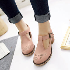 Foreign Trade Export Cross-Border Chunky-Heel British-Style Pumps