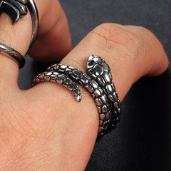 Mens Stainless Steel Animal Snake Ring