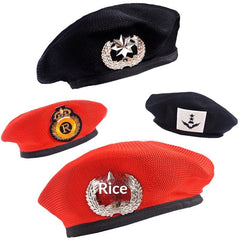 Childrens Star-themed Performance Beret Red Security Uniform Sailor Dance Cap Equestrian Hat