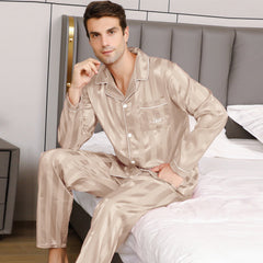 Ensemble de vêtements d’intérieur pour homme à rayures unies, manches longues et pantalon long