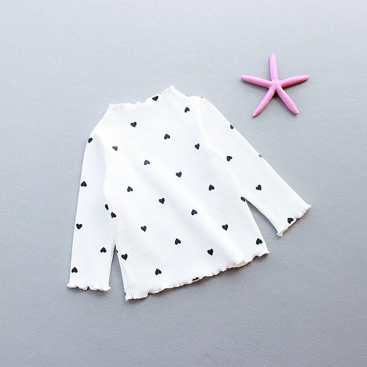 T-shirt à manches longues avec motif cœur, sous-pull pour enfant