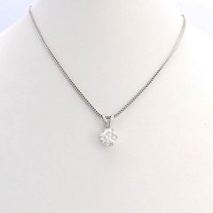 14K White Gold 1Ct Round European Cut Solitaire Diamond Pendant Necklace