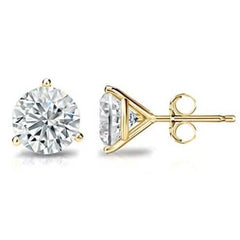 14K Yellow Gold 8mm Round Cut Crystal Studs