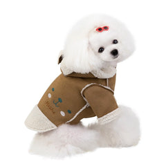 Ropa bonita para perros y gatos, chaqueta Teddy de terciopelo de imitación de piel de ciervo con solapa