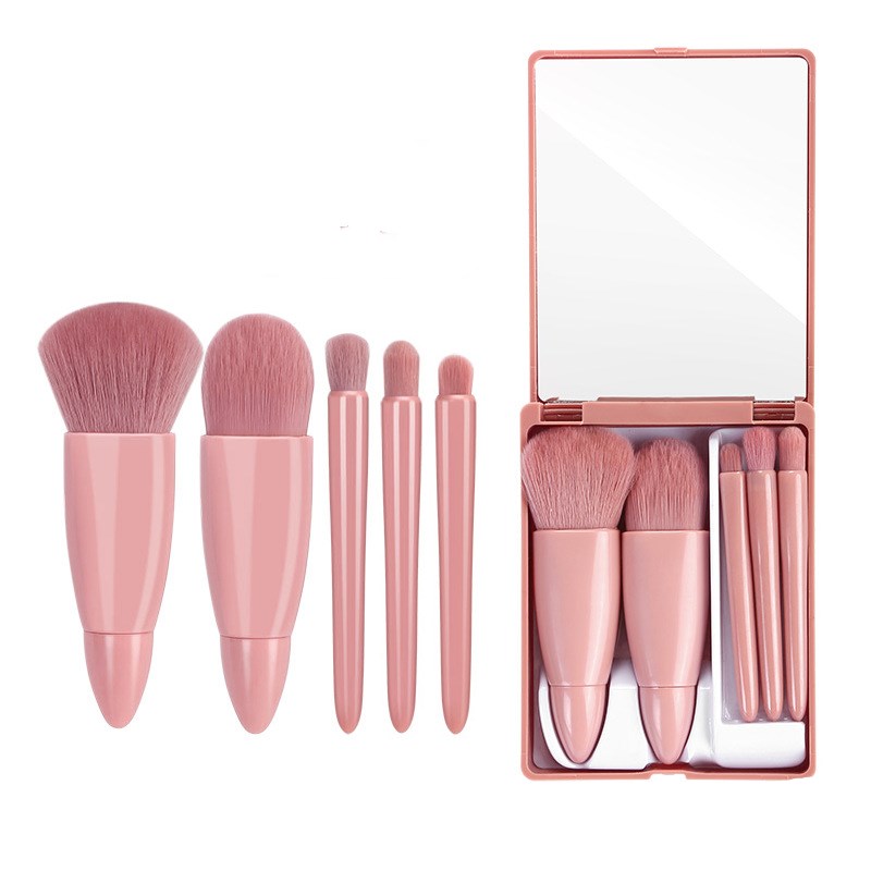 Set de 5 pinceaux de maquillage : poudre, fard à paupières, fond de teint, blush et estompage