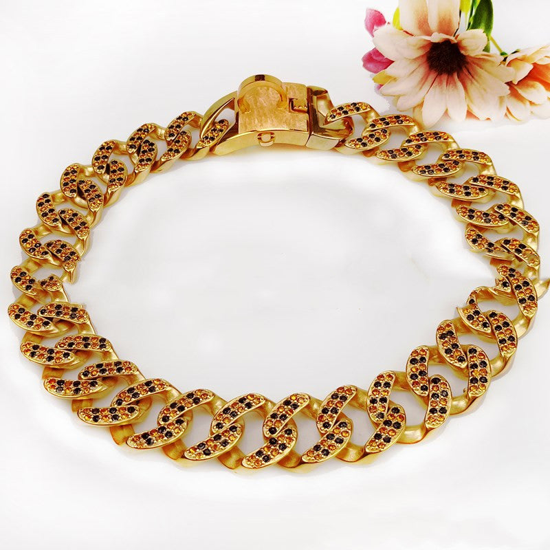 Guss Diamant-Hundekette Halsring Spiegellicht Hundehalsband