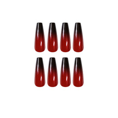 Red And Black Gradient Long Ballet Wear Nails Finished Fake Nails Nail Patch