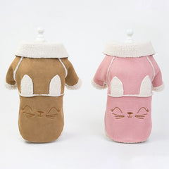 Ropa bonita para perros y gatos, chaqueta Teddy de terciopelo de imitación de piel de ciervo con solapa