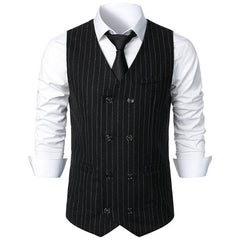 Men's Retro Casual Double Breasted Striped Vest