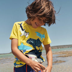 T-shirt pour enfants à manches courtes avec motif de requin lumineux