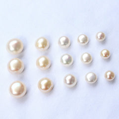 Half-hole Aurora-colored Natural Freshwater Flat-round White Pearls