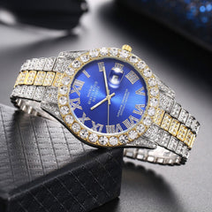 Roman Numeral Dial Steel Band Quartz Watch