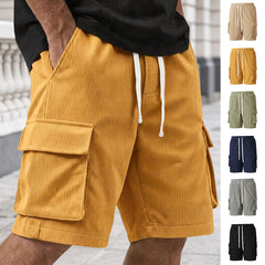 Short utilitaire en velours côtelé avec taille élastique et cordon de serrage