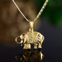 18K Gold Plated Happy Elephant Pendant Necklace