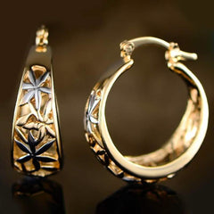 18K Gold Plating Moroccan Filigree Hoop Earrings
