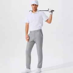 Pantalones largos de vestir de golf para hombre, de color liso y elásticos