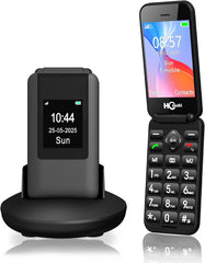 4G Flip Phone Unlocked for Seniors,Basic Flip Phone,Cell Phone for Seniors,2.8" +1.5 ''Screen,SOS Button,Speed Dial,Big Buttons,Bluetooth,Camera,FM Radio,1400mAh Battery.(Matte Black)