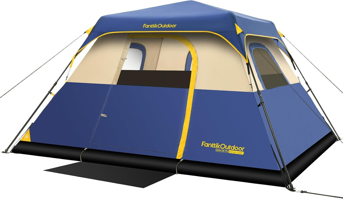 FanttikOutdoor Camping Tent 6 Person Instant Cabin Tent Setup in 60 Seconds with Rainfly & Windproof Portable with Carry Bag for Family Camping & Hiking, Upgraded Ventilation, Navy Blue