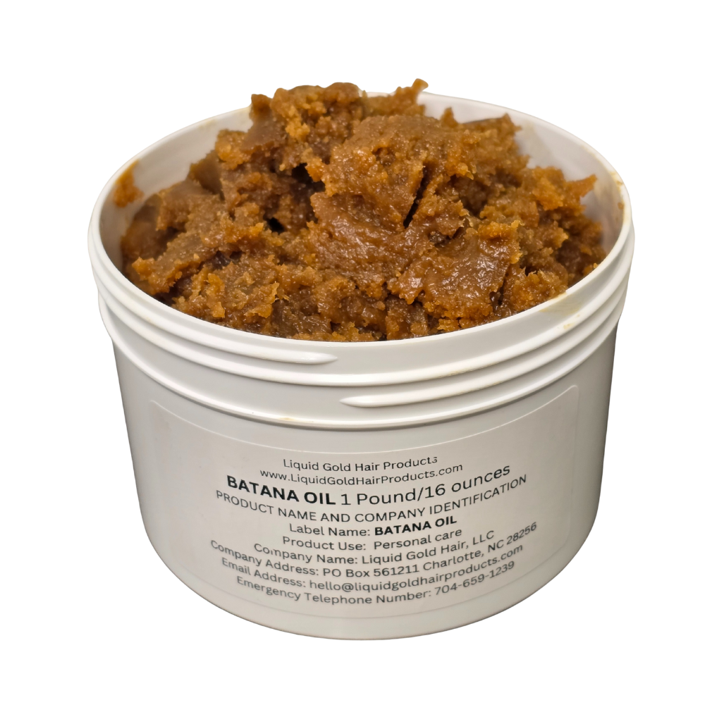 16 oz jar of unrefined raw batana oil, a thick brown paste imported from Honduras.