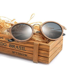 Modern Ultralight Women Men Polarized Sunglasses Wooden Round Frame