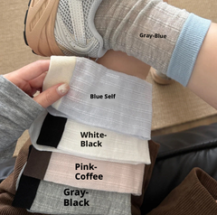 Chaussettes - modèles en maille ajourée contrastée - gris bleu - 1 paire