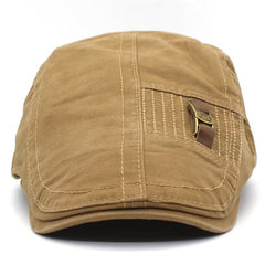 Casquette rétro à visière pointue en cuir avec bouton de jean pour homme et femme
