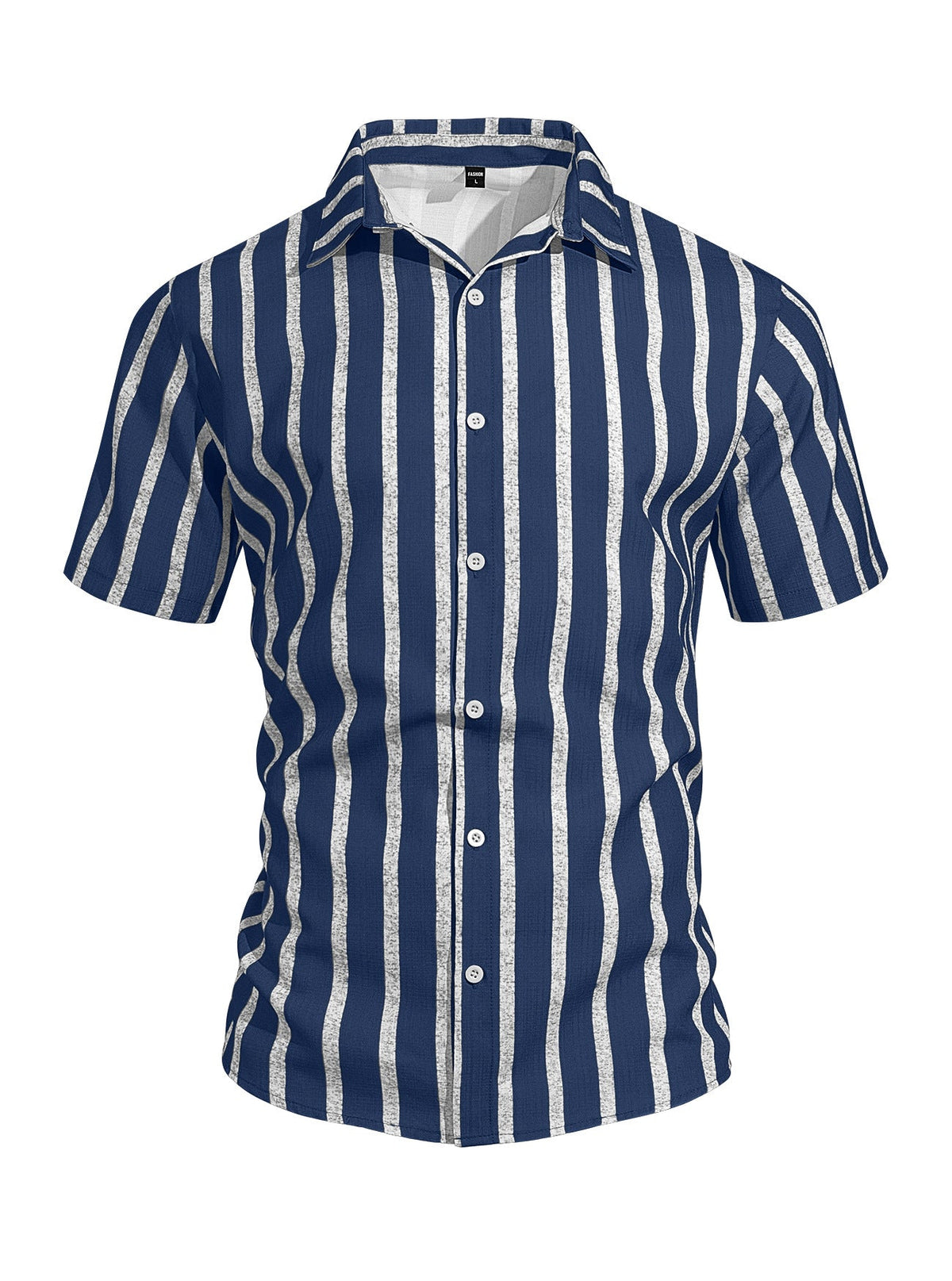 Chemise rayée à manches courtes pour homme grande taille, style mature et revers