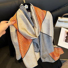 Eleganter Schal aus Seidenimitat für Damen, langer Sonnen-/Frühlings- und Sommerschutz