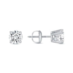 2 Ct Round Lab Created Grown Diamond Earrings 950 Platinum E/VVS Basket Screw