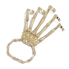 2-Pack: Gothic Bone Bracelet with Ring