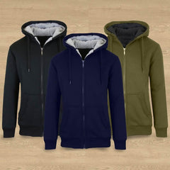2-Pack: Men's Heavyweight Sherpa Fleece-Lined Zip Hoodie