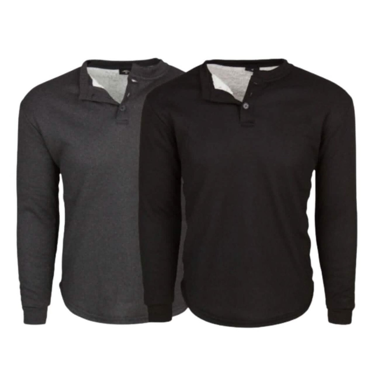 2-Pack: Men's Sherpa-Lined Waffle Thermal Henley Shirts