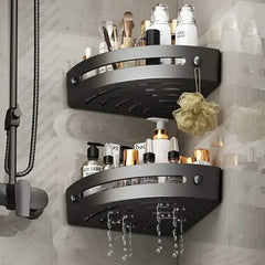 2-Tier: Rustproof Corner Shower Caddy, Adhesive Wall Mounted Shower Shelves No Drilling