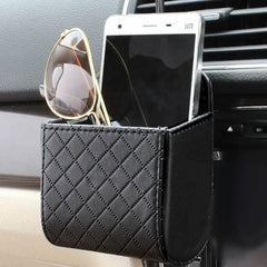 2-Pack: Universal Car Mobile Phone Bag PU Leather Car Auto Air Outlet Coin Bag Case