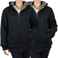 2-Pack: Women's Heavyweight Loose Fitting Sherpa Fleece-Lined Hoodie Sweater