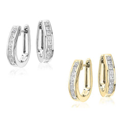 2-Pair: Oval Crystal Hoop Earrings