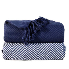 2-Piece Set: 100% Cotton Hand Twisted Throw Blanket 50" X 60"