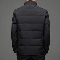 Mens Casual Color Stand-collar White Duck Down Warm Down Jacket