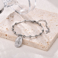 Cross Oval Stainless Steel Bracelet