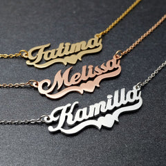 Stainless Steel Name Necklace Electroplated With Real Gold In English