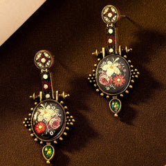 New Chinese Style Ethnic Inspired Vintage Print Earrings