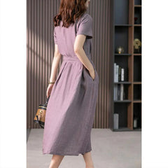 Robe violette ample, élégante et amincissante